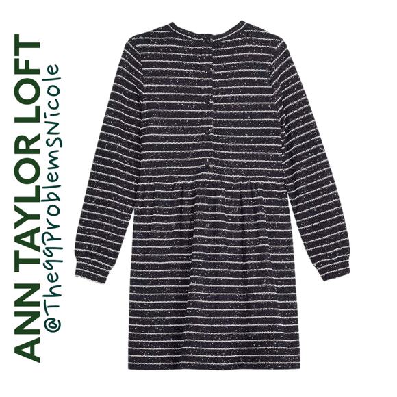 LOFT Striped Button Back Swing Dress - Picture 4 of 8